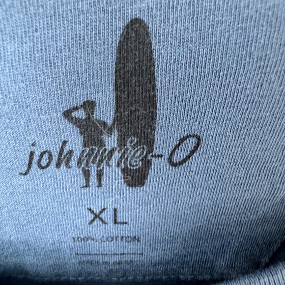 Johnnie-O Mens XL Blue Long Sleeve Graphic Pocket T-Shirt Surf Sunset Waves - Picture 7 of 10